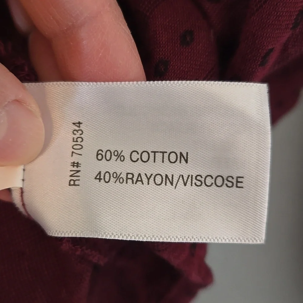 Orvis | Burgundy Button Down Long Sleeve Shirt Size Large